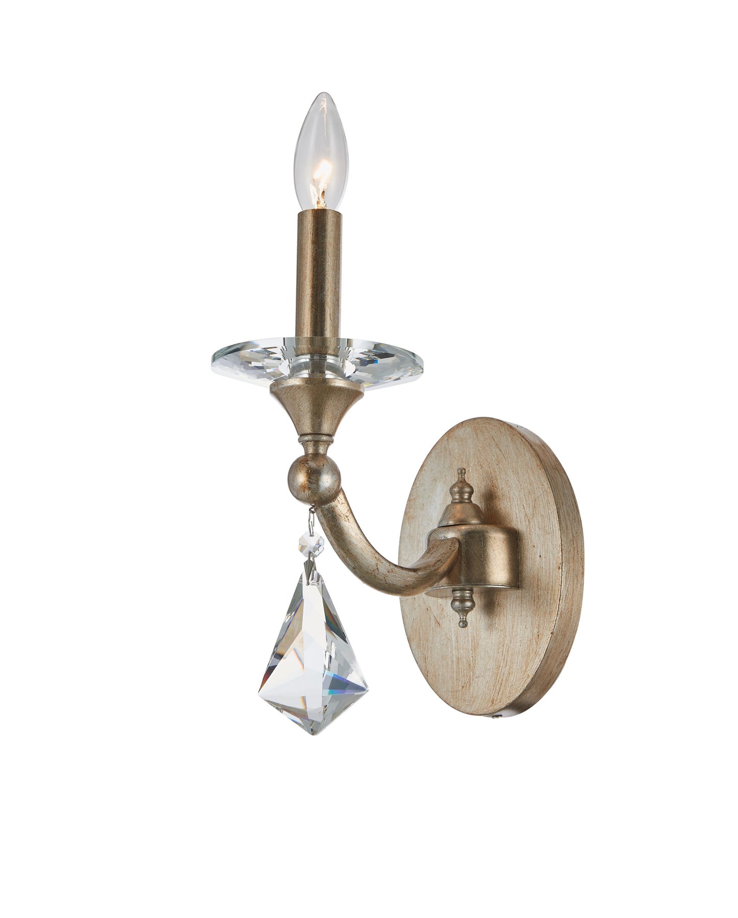Sovereign Wall Sconce 1-Light in Antique Silver Leaf 6901WSSL by StarFire Crystal