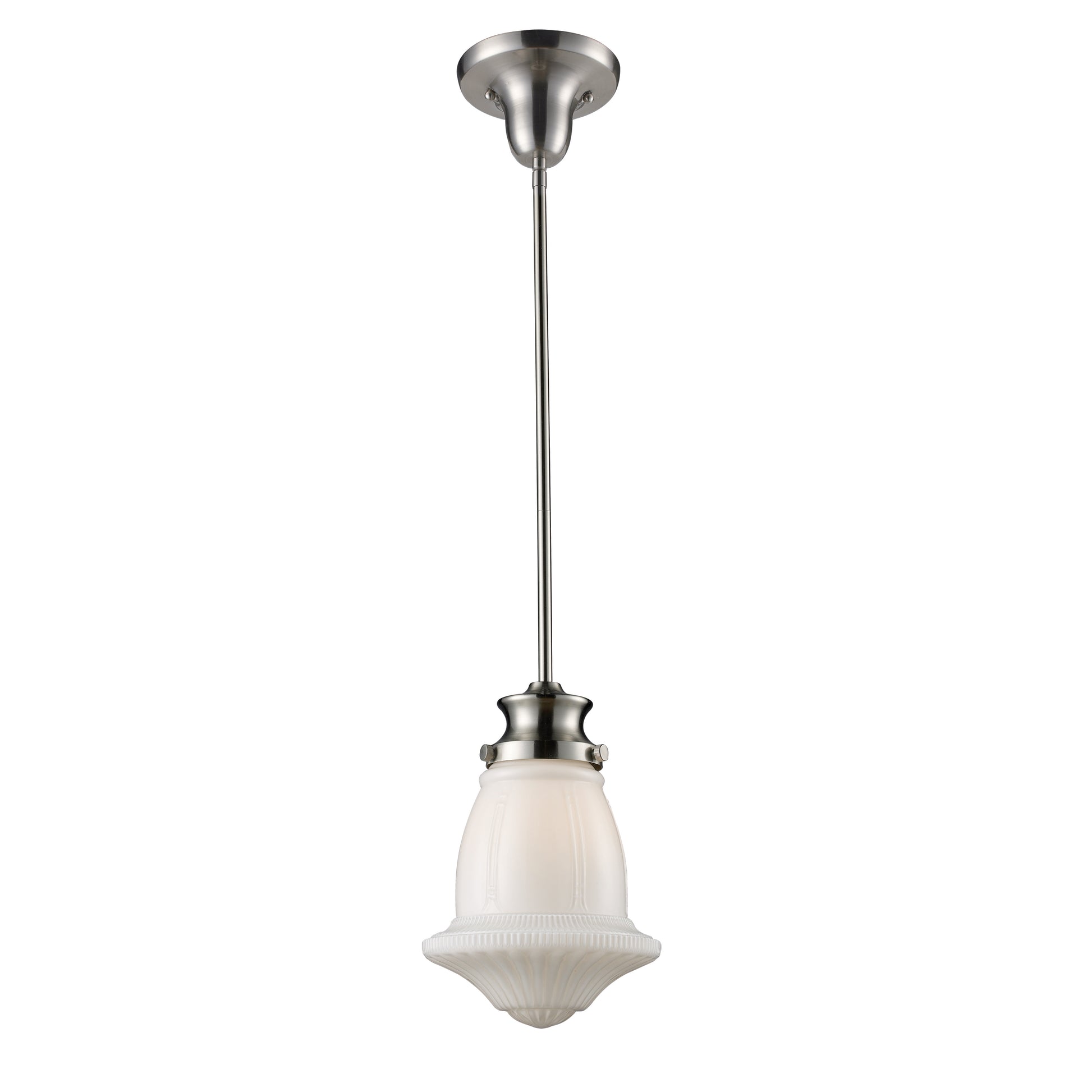 Schoolhouse 8" Mini Pendant Satin Nickel by Elk