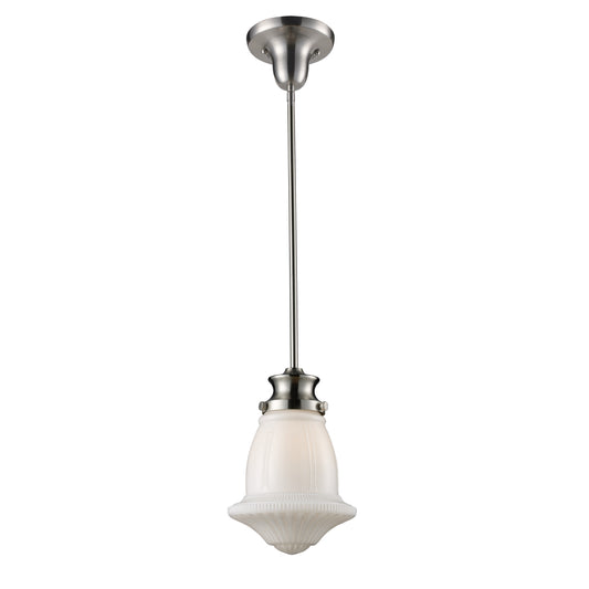 Schoolhouse 8" Mini Pendant Satin Nickel by Elk