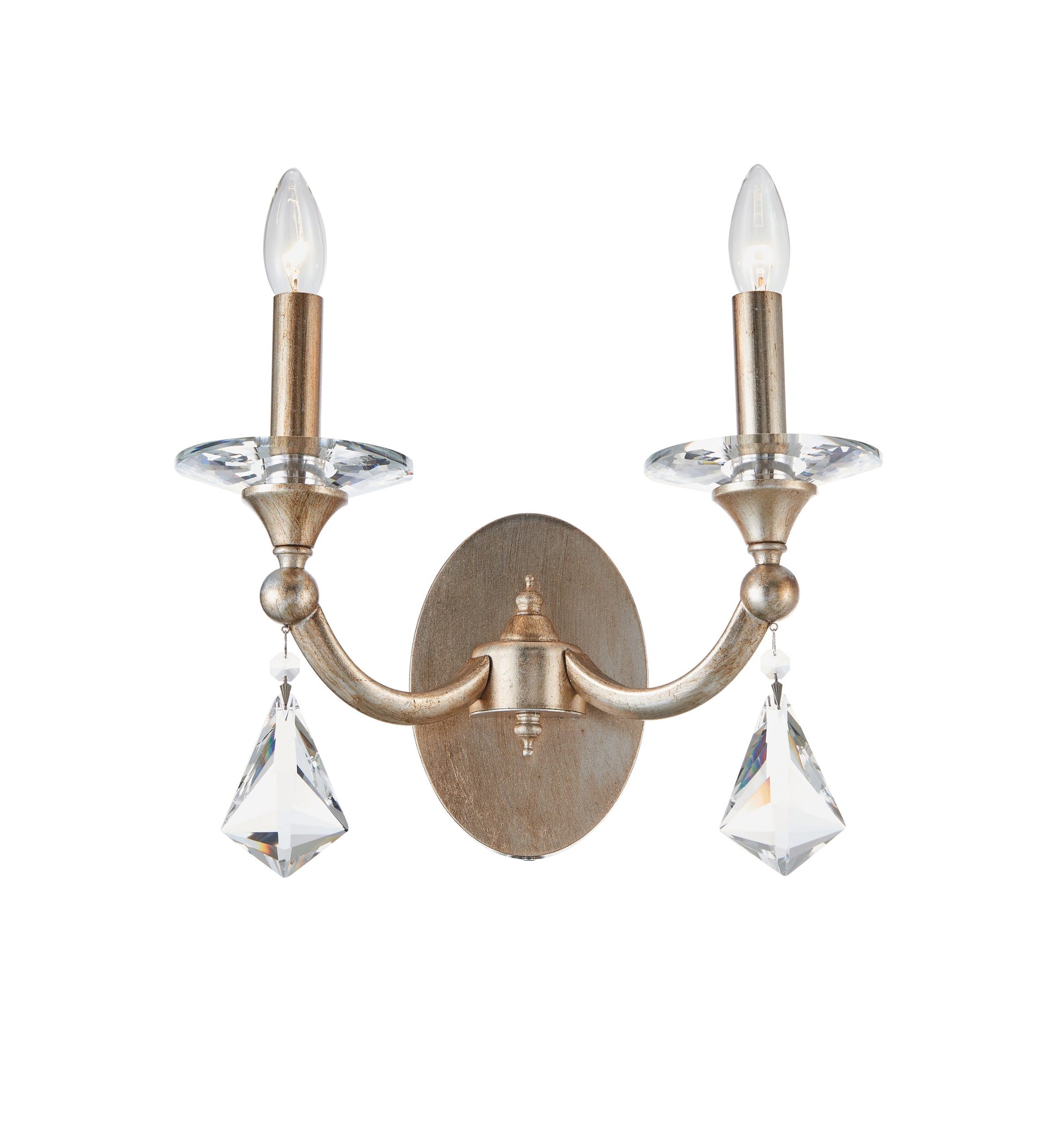 Sovereign Wall Sconce 2-Light in Antique Silver Leaf 6902WSSL by StarFire Crystal
