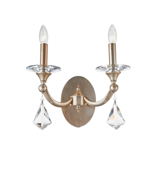 Sovereign Wall Sconce 2-Light in Antique Silver Leaf 6902WSSL by StarFire Crystal