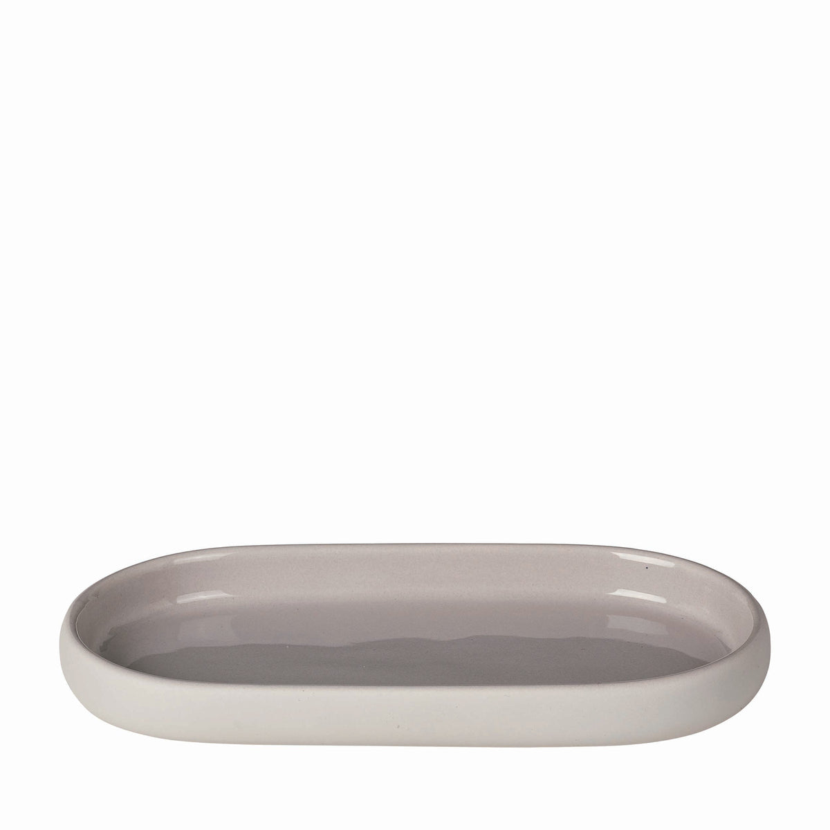 blomus SONO Oval Ceramic Vanity Tray, 7.5 in – Moonbeam vanity tray, product photo