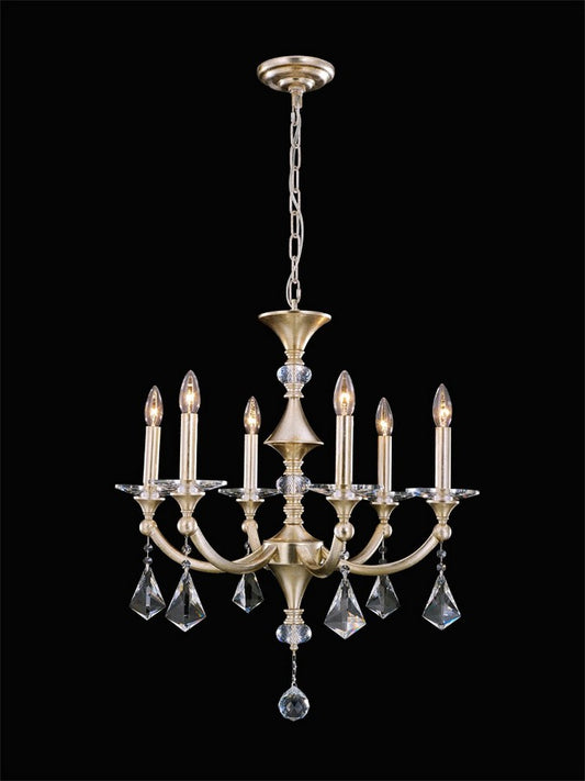 Sovereign Chandelier 6-Light in Antique Silver Leaf 6924SL by StarFire Crystal