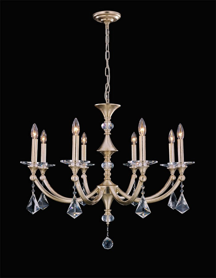 Sovereign Chandelier 8-Light in Antique Silver Leaf 6932SL by StarFire Crystal
