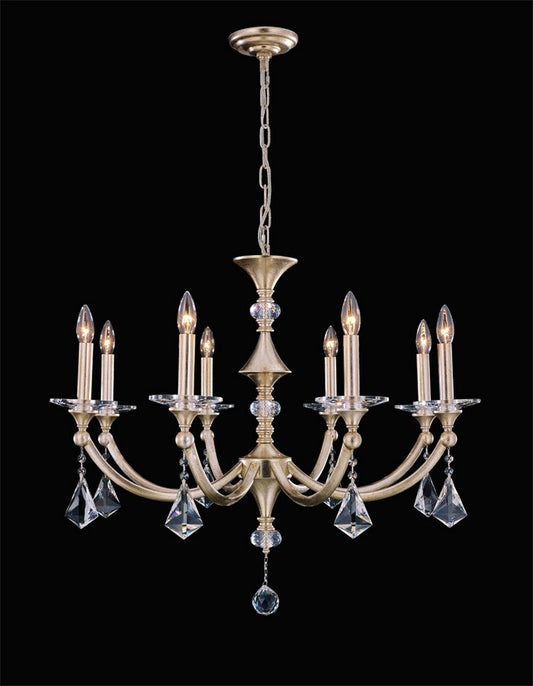 Sovereign Chandelier 8-Light in Antique Silver Leaf 6932SL by StarFire Crystal
