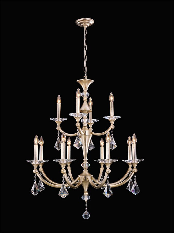 Sovereign Chandelier 12-Light in Antique Silver Leaf 6938SL by StarFire Crystal