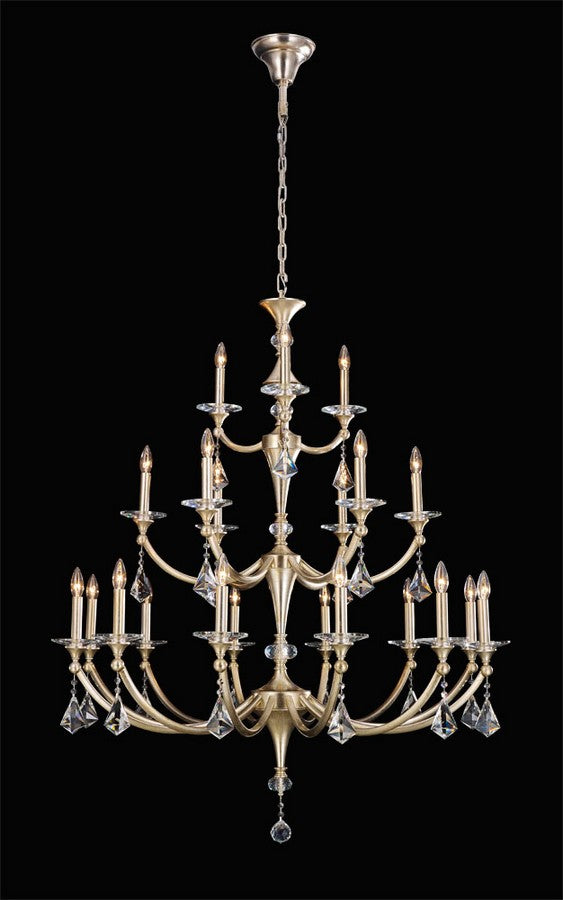 Sovereign Chandelier 21-Light in Antique Silver Leaf 6945SL by StarFire Crystal