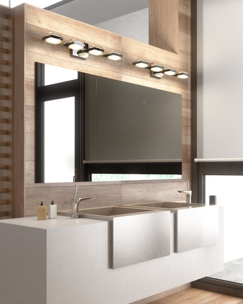 Visual Comfort Kamden 4-Light by Sean Lavin in a bathroom