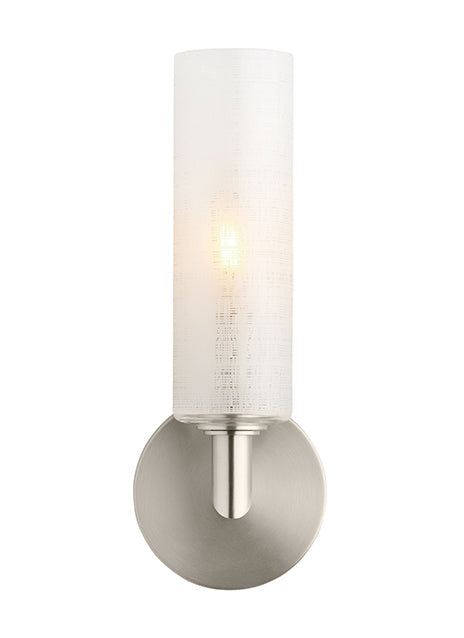 Vetra Linen Glass Wall Sconce Satin Nickel by Visual & Comfort & Co