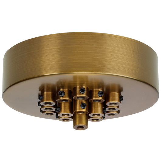 Visual Comfort Line-Voltage Mini Canopy 19 Port Round in Aged Brass, product photo