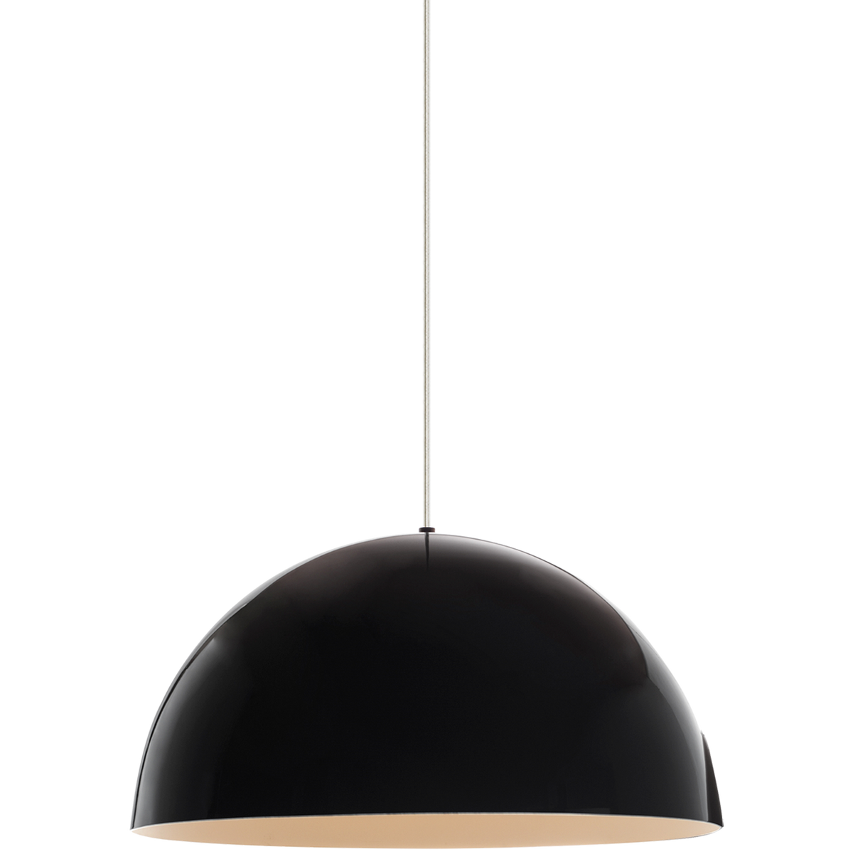 Powell Street Pendant in Satin Nickel with Gloss Black/White shade, product photo