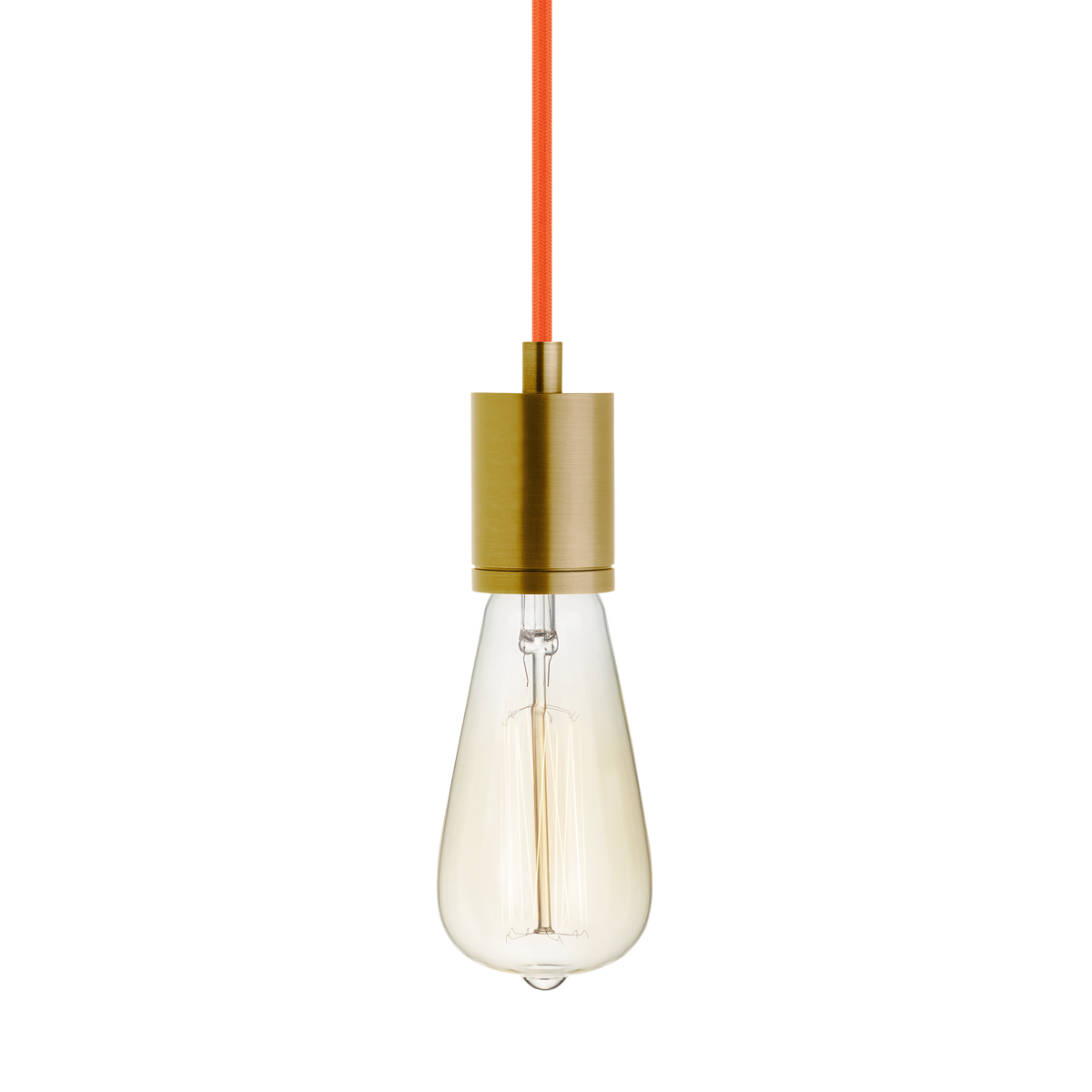 Visual Comfort SoCo Pendant, orange cord, natural brass