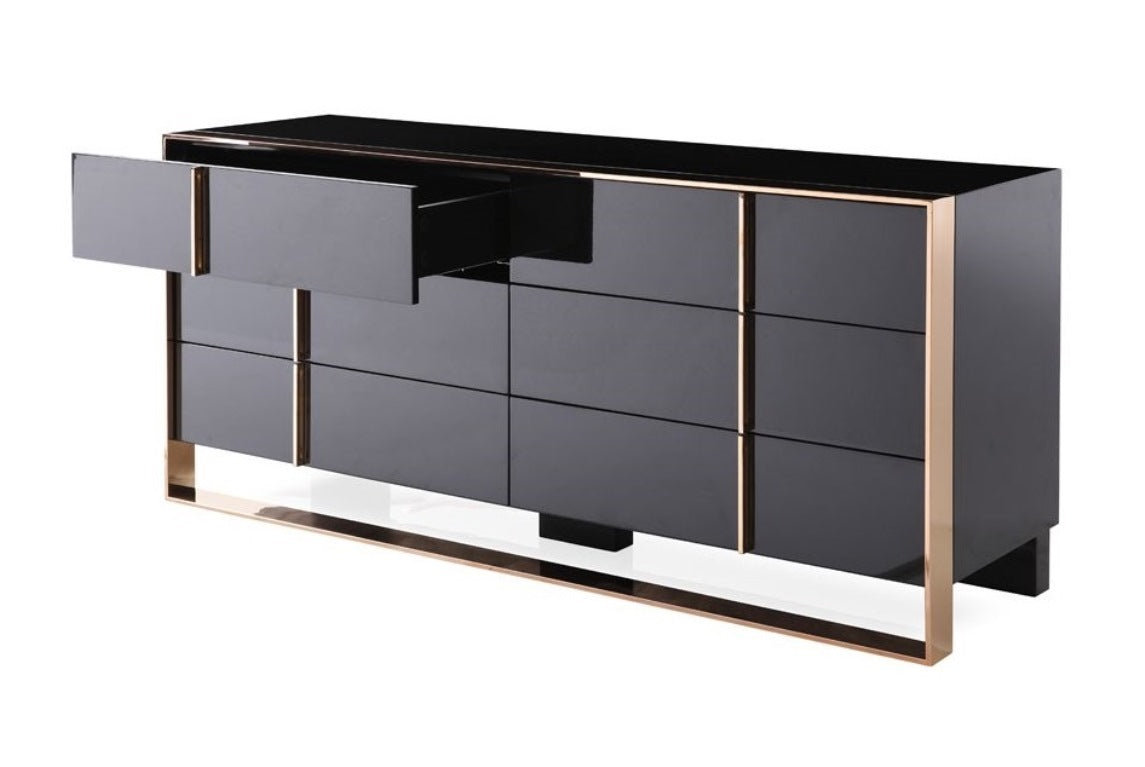 Nova Domus Cartier Modern Black and Rosegold Dresser