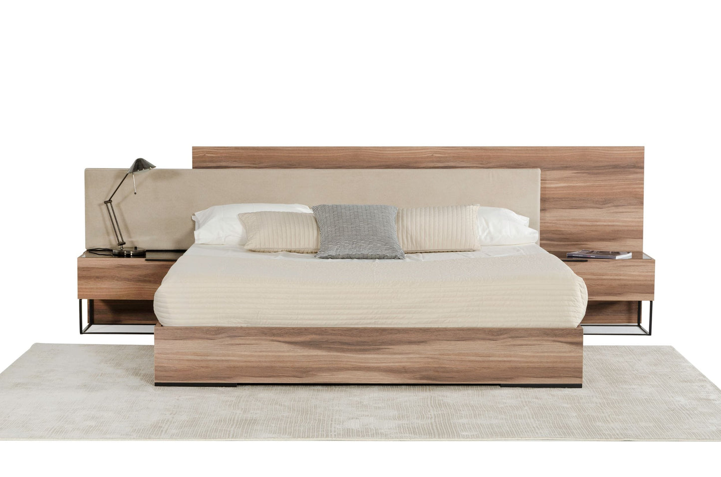 Nova Domus Matteo Italian Modern Walnut and Fabric Bed