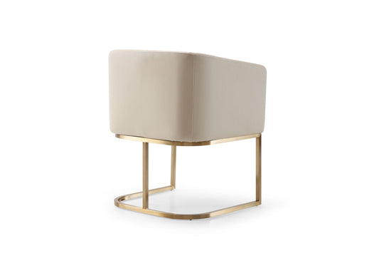 Modrest Yukon Modern Beige Bonded and Antique Brass Dining Chair