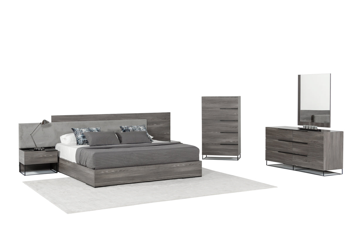 Nova Domus Enzo Italian Modern Grey Oak and Fabric Bedroom Set