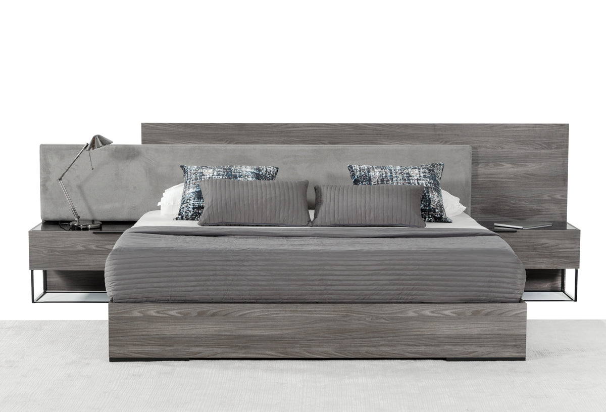 Nova Domus Enzo Italian Modern Grey Oak and Fabric Bedroom Set