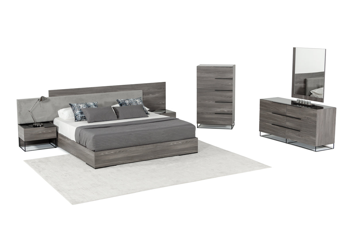 Nova Domus Enzo Italian Modern Grey Oak and Fabric Bedroom Set