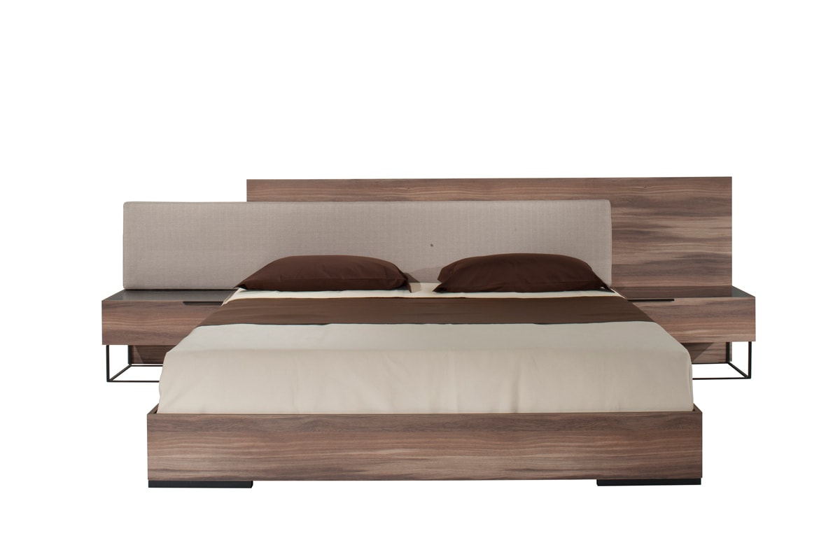 Nova Domus Matteo Italian Modern Walnut and Fabric Bed