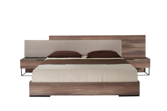 Nova Domus Matteo Italian Modern Eastern King Walnut and Fabric Bed