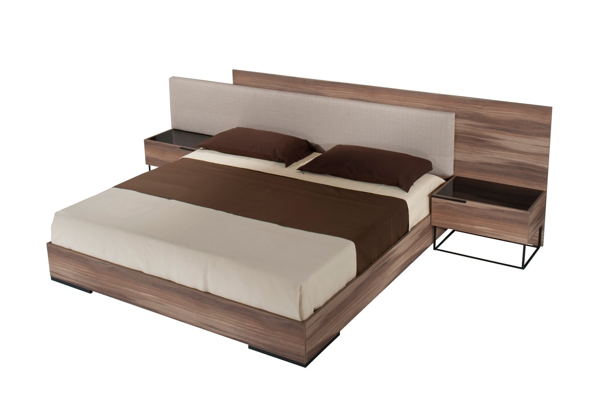 Nova Domus Matteo Italian Modern Walnut and Fabric Bed