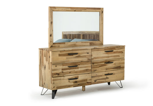 Modrest Sala Modern Light Wood Dresser and Mirror Set