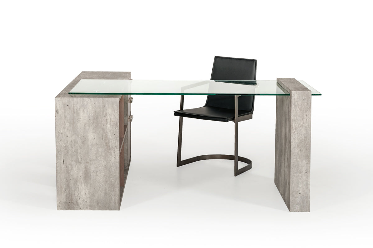 Nova Domus Boston Modern Glass and Faux Concrete Desk