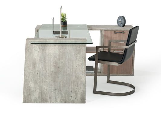 Nova Domus Boston Modern Glass and Faux Concrete Desk