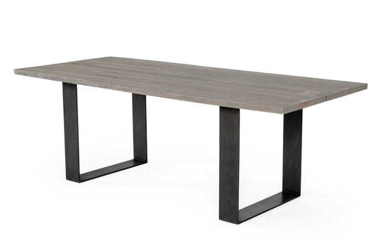 Modrest Murphy Modern Grey Aged Oak and Black Metal Dining Table