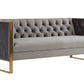 Divani Casa Carlos Modern Grey Velvet and Gold Sofa