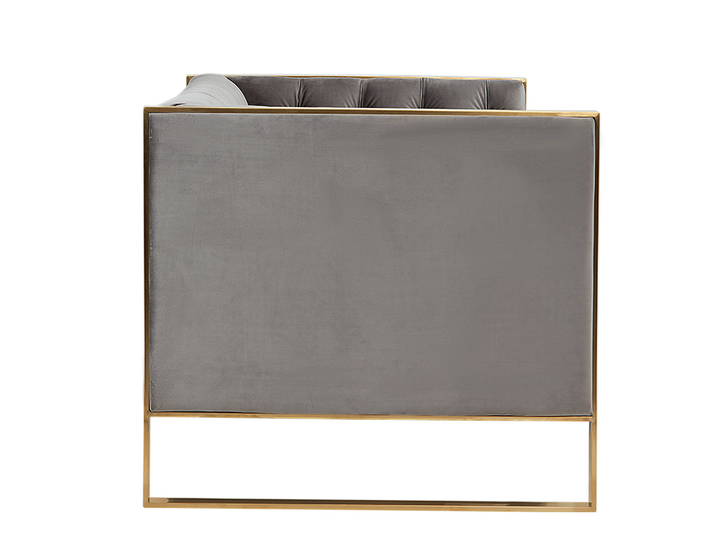 Divani Casa Carlos Modern Grey Velvet and Gold Sofa