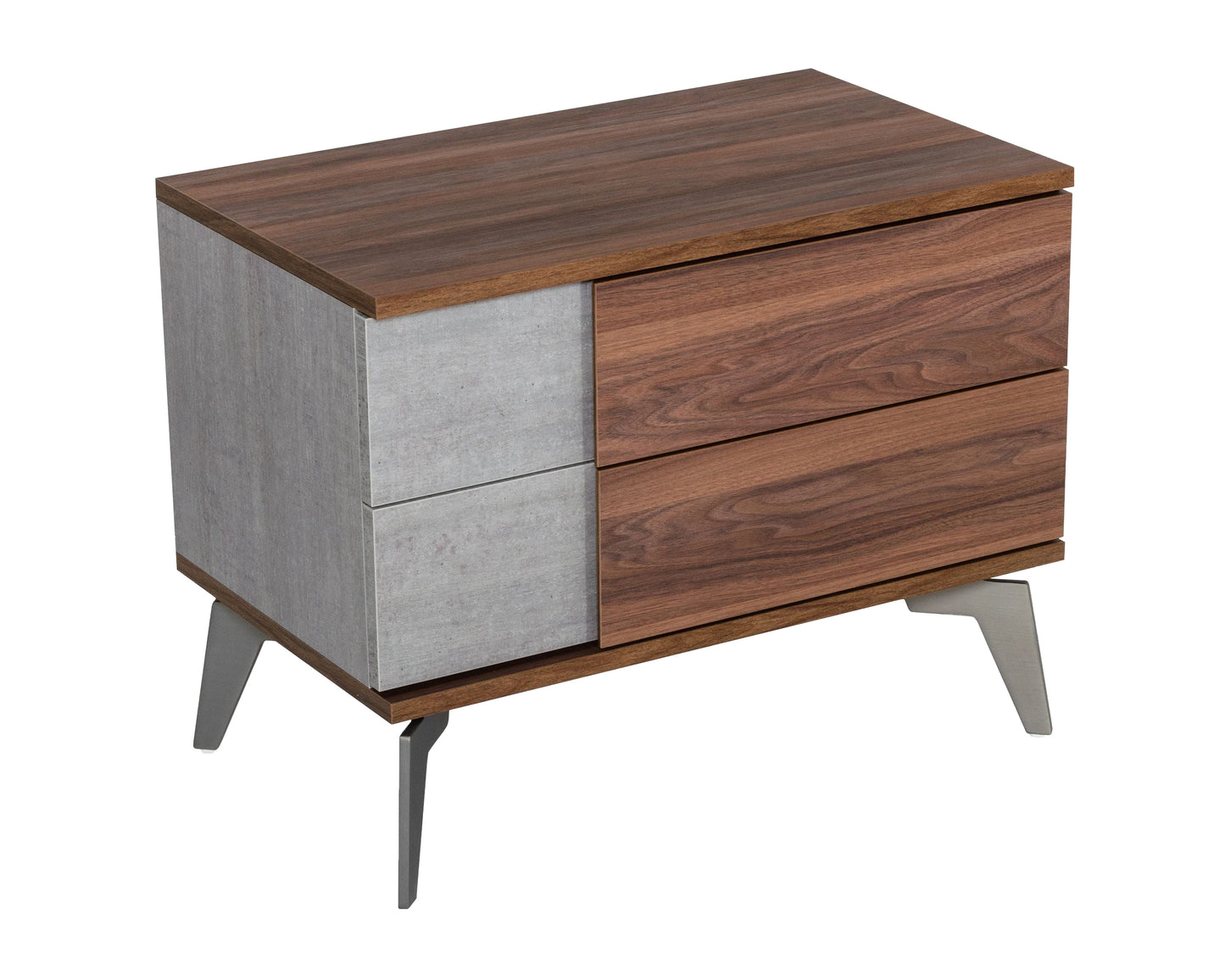 Nova Domus Palermo Modern Italian Faux Concrete and Walnut Nightstand