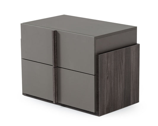 Nova Domus Lucia Italian Modern Elm and Matte Grey Nightstand