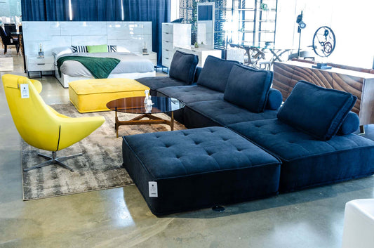 Divani Casa Nolden Modern Black Fabric Modular Sectional Sofa