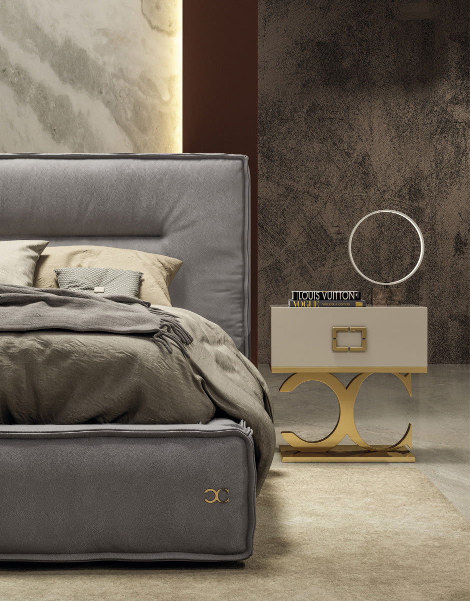 Lamod Italia Hollywood Italian Contemporary Grey Leather Bed