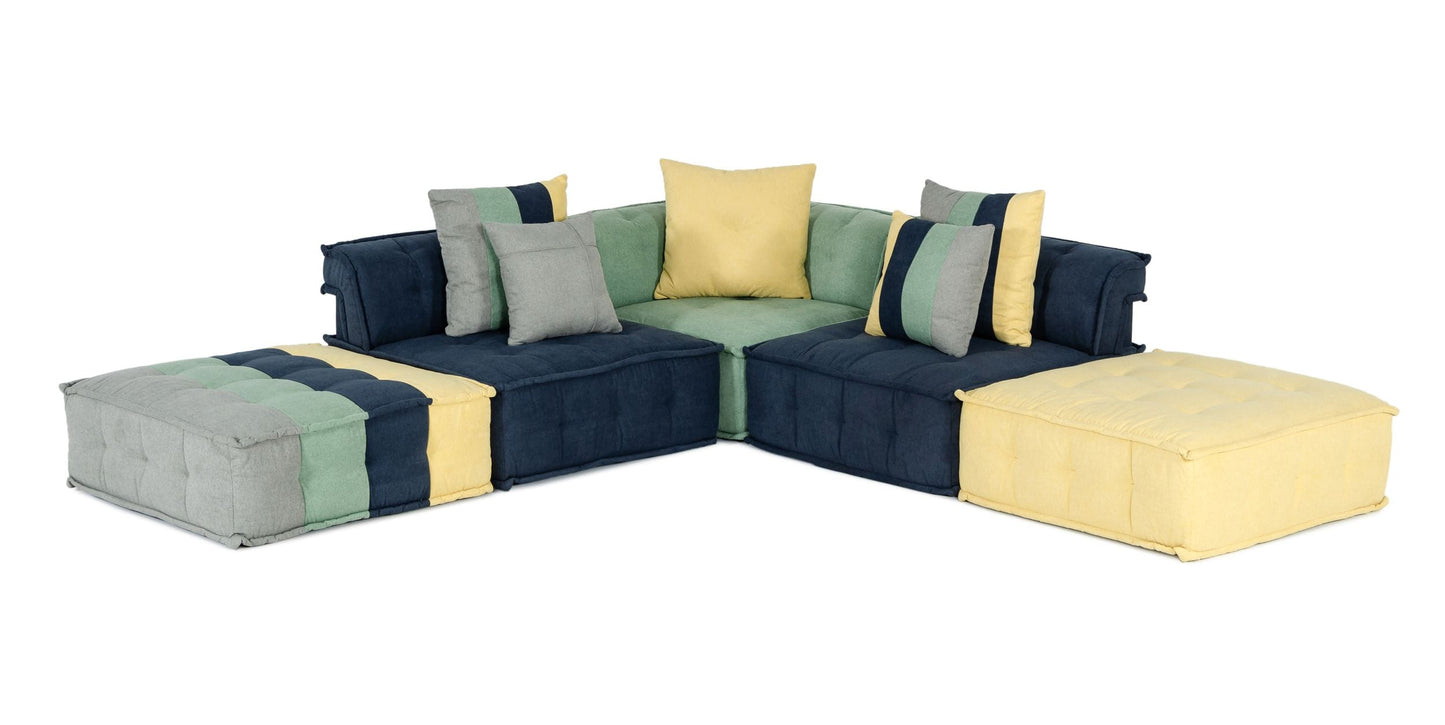 Divani Casa Dubai Modern Multicolored Fabric Modular Sectional Sofa