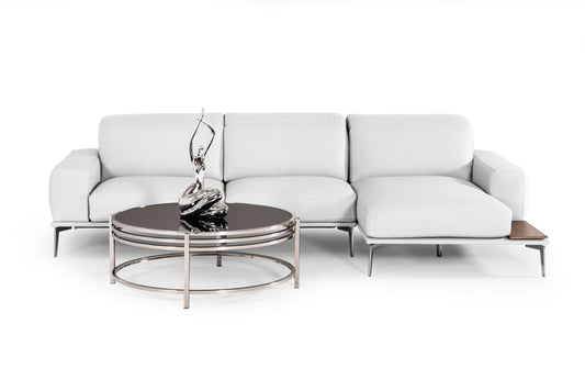 Lamod Italia Villeneuve Modern White Italian Leather Sectional Sofa