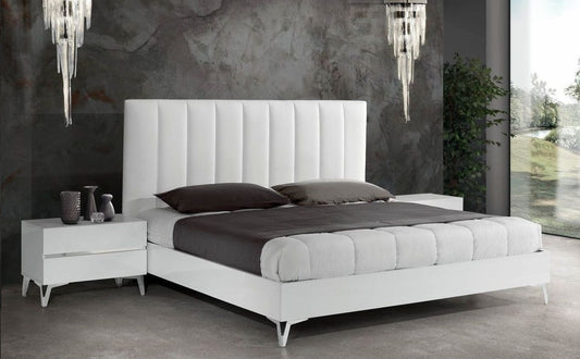 Nova Domus Angela Italian Modern White Eco Leather Bed with Nightstands