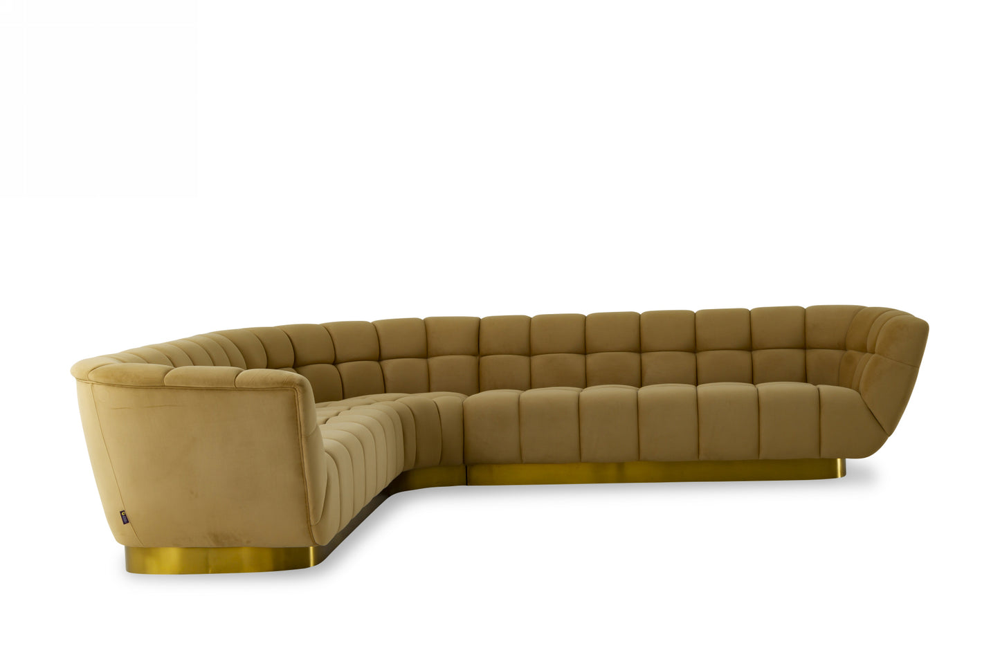 Divani Casa Granby Glam Mustard and Gold Fabric Sectional Sofa