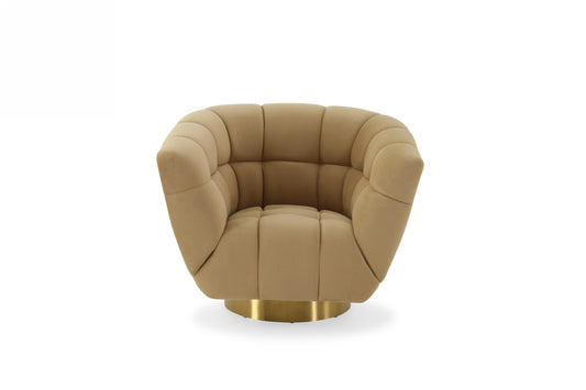 Divani Casa Granby Glam Mustard and Gold Fabric Chair