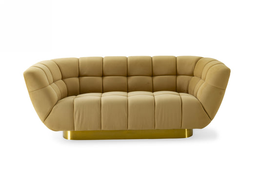 Divani Casa Granby Glam Mustard and Gold Fabric Loveseat