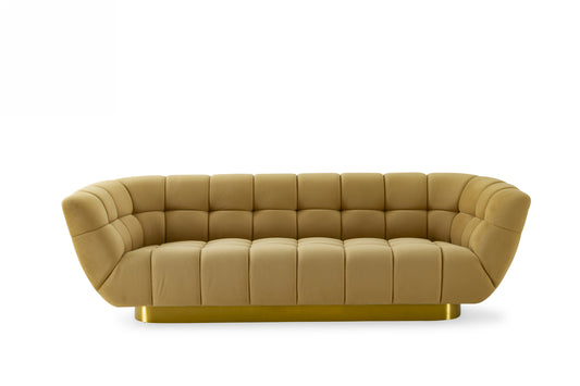 Divani Casa Granby Glam Mustard and Gold Fabric Sofa