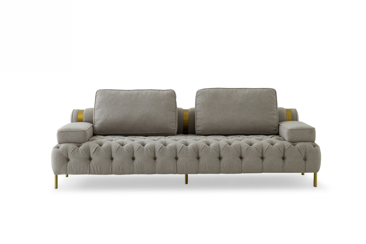 Divani Casa Ladera Glam Grey and Gold Fabric Sofa