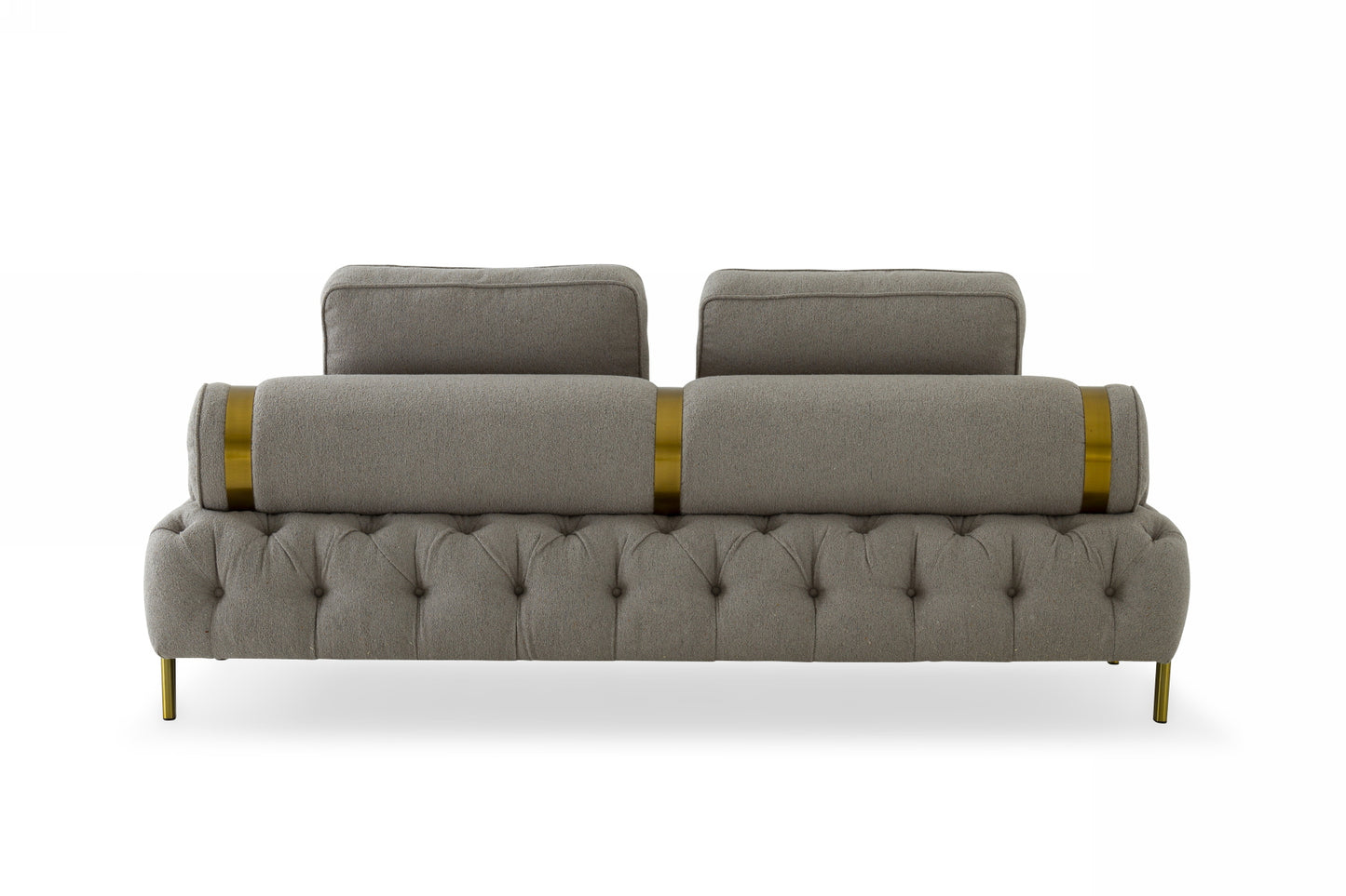 Divani Casa Ladera Glam Grey and Gold Fabric Sofa