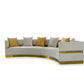 Divani Casa Kiva Glam Beige and Gold Fabric Curved Sectional Sofa