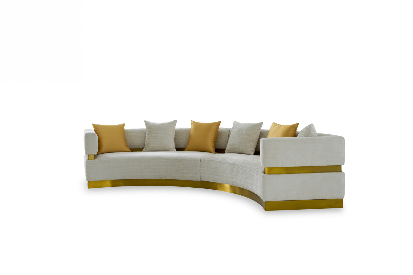 Divani Casa Kiva Glam Beige and Gold Fabric Curved Sectional Sofa