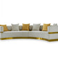 Divani Casa Kiva Glam Beige and Gold Fabric Curved Sectional Sofa