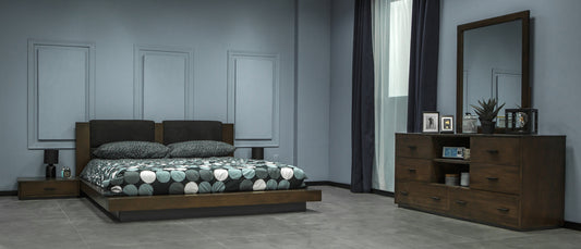 Nova Domus Fantasia Contemporary Dark Walnut and Dark Grey Bed