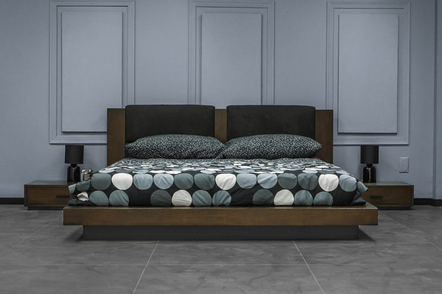 Nova Domus Fantasia Contemporary Dark Walnut and Dark Grey Bed