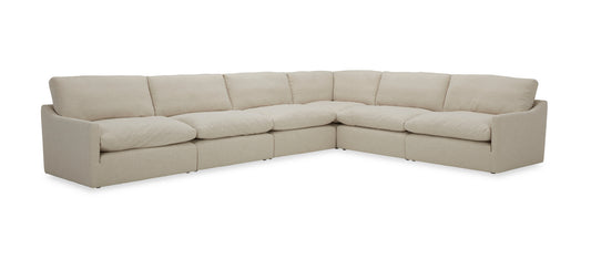 Divani Casa Fedora Modern White Fabric Sectional Sofa and Ottoman